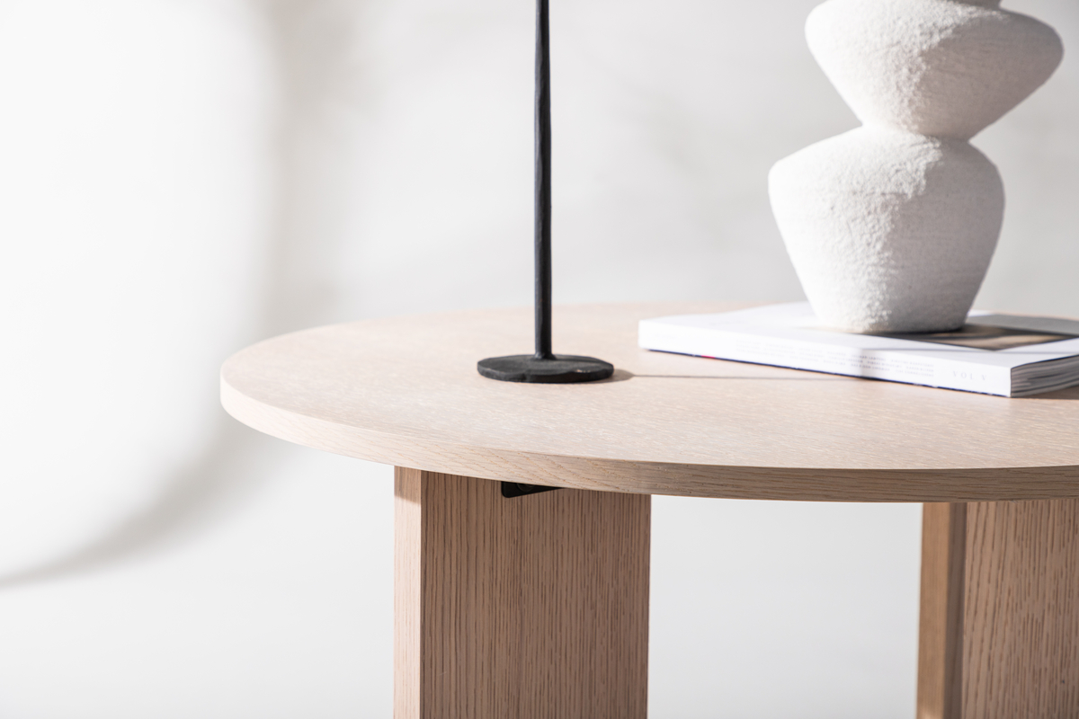 Arvika kerek dohányzóasztal 80cm - Fehérre festett tölgy