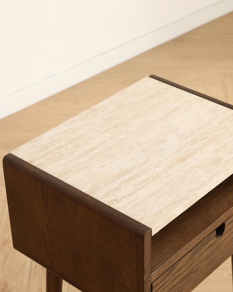 Lerakóasztal 'Sapri' 45x60cm – Dió/Travertin