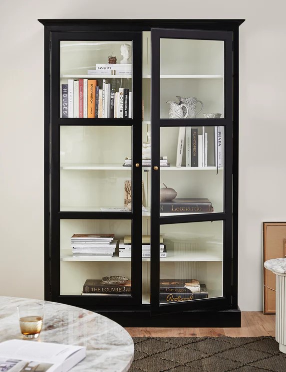 Vitrinskåp 'Classic' - Fekete/Fehér L