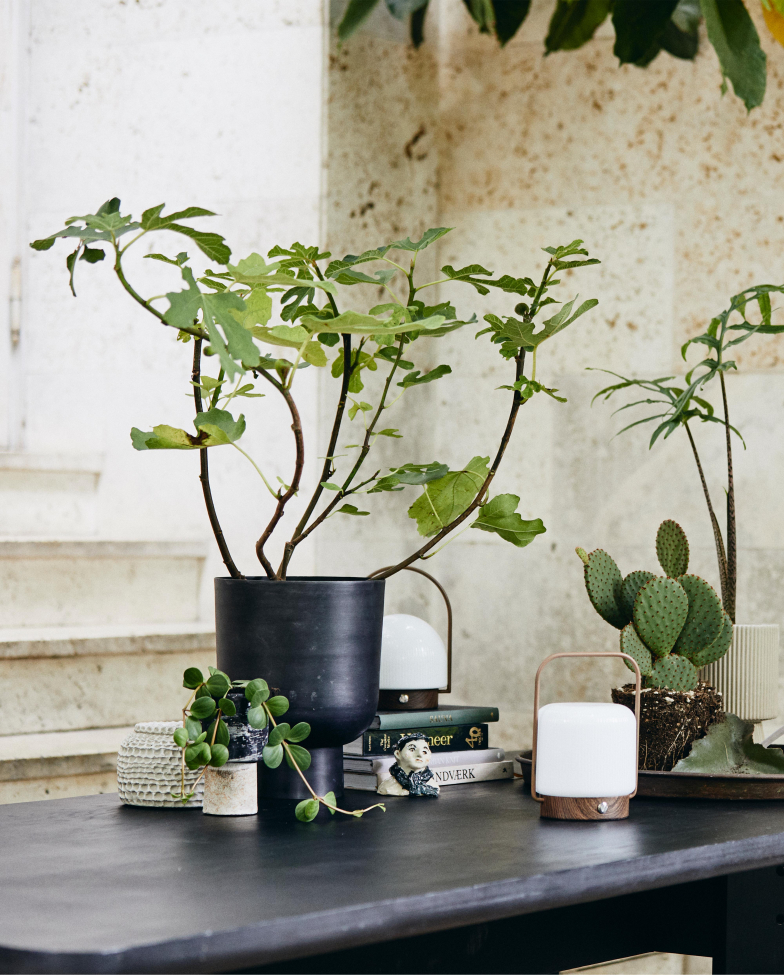 Hordozható lámpa 'Troy' - Fehér/Barnás