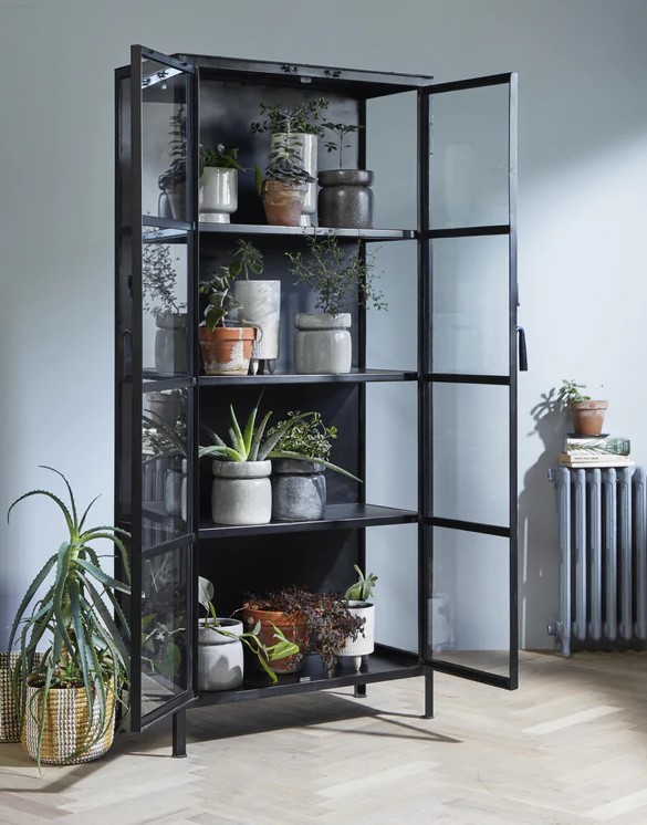 Vitrinszekrény 'Oregon' - Vas/Fekete