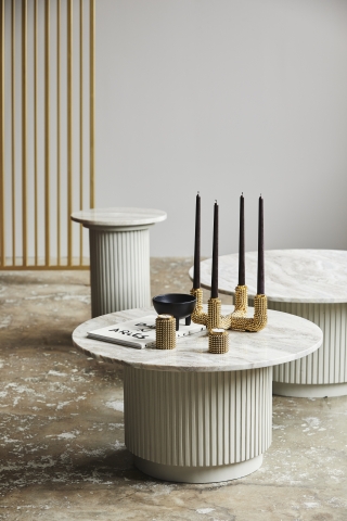 Kávézóasztal 'Erie' Kerek 75cm - Fehér Márvány