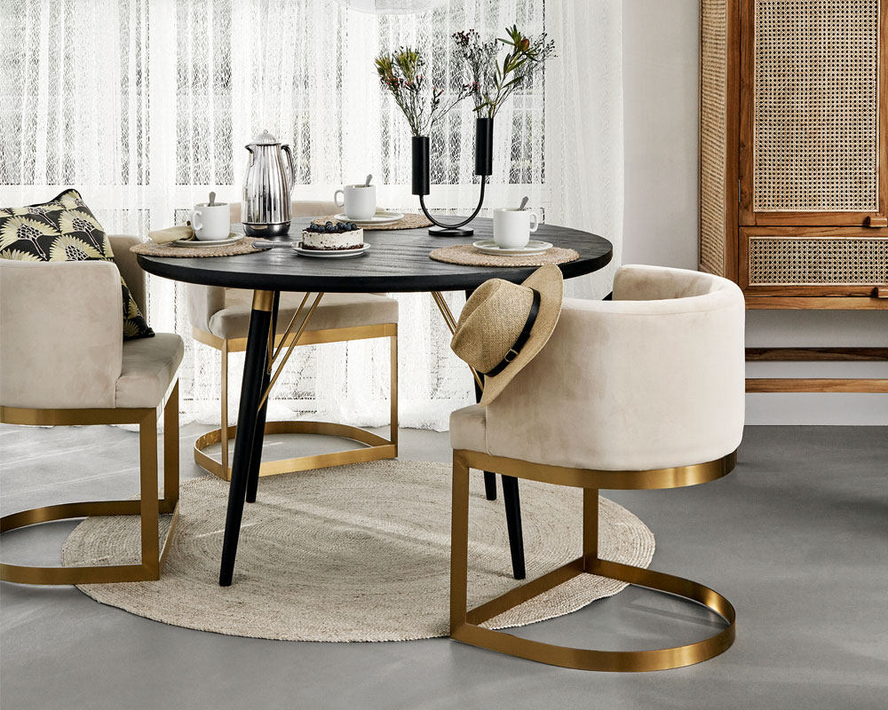 Étkezőasztal 'Black Wood' Kerek 120cm - Fekete