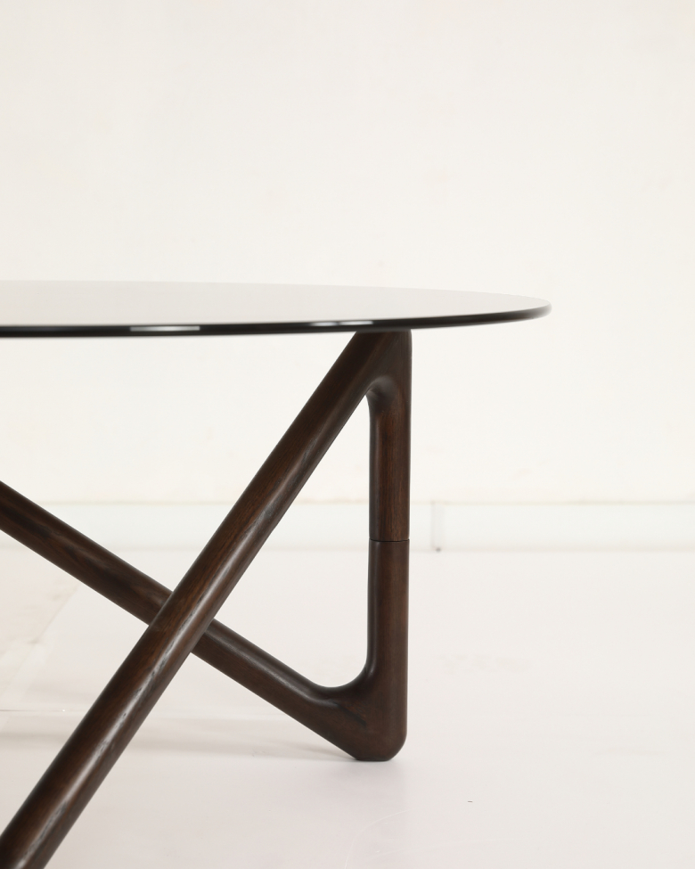 Dohányzóasztal 'Modica' Ø80 – Dió/Üveg