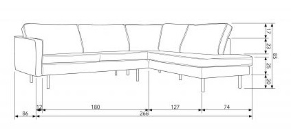 Sarokkanapé 'Rodeo' - Khaki - Jobb