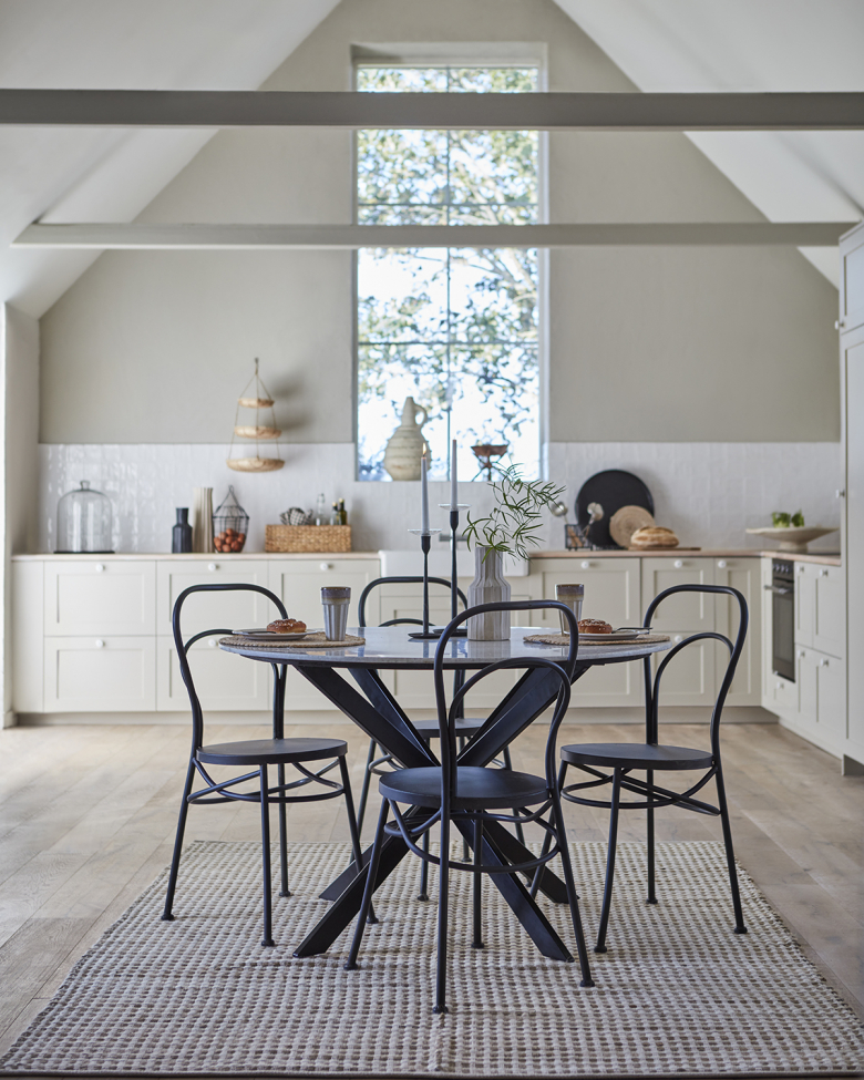 Étkezőasztal 'Milan' kerek 120cm - Fehér/fekete