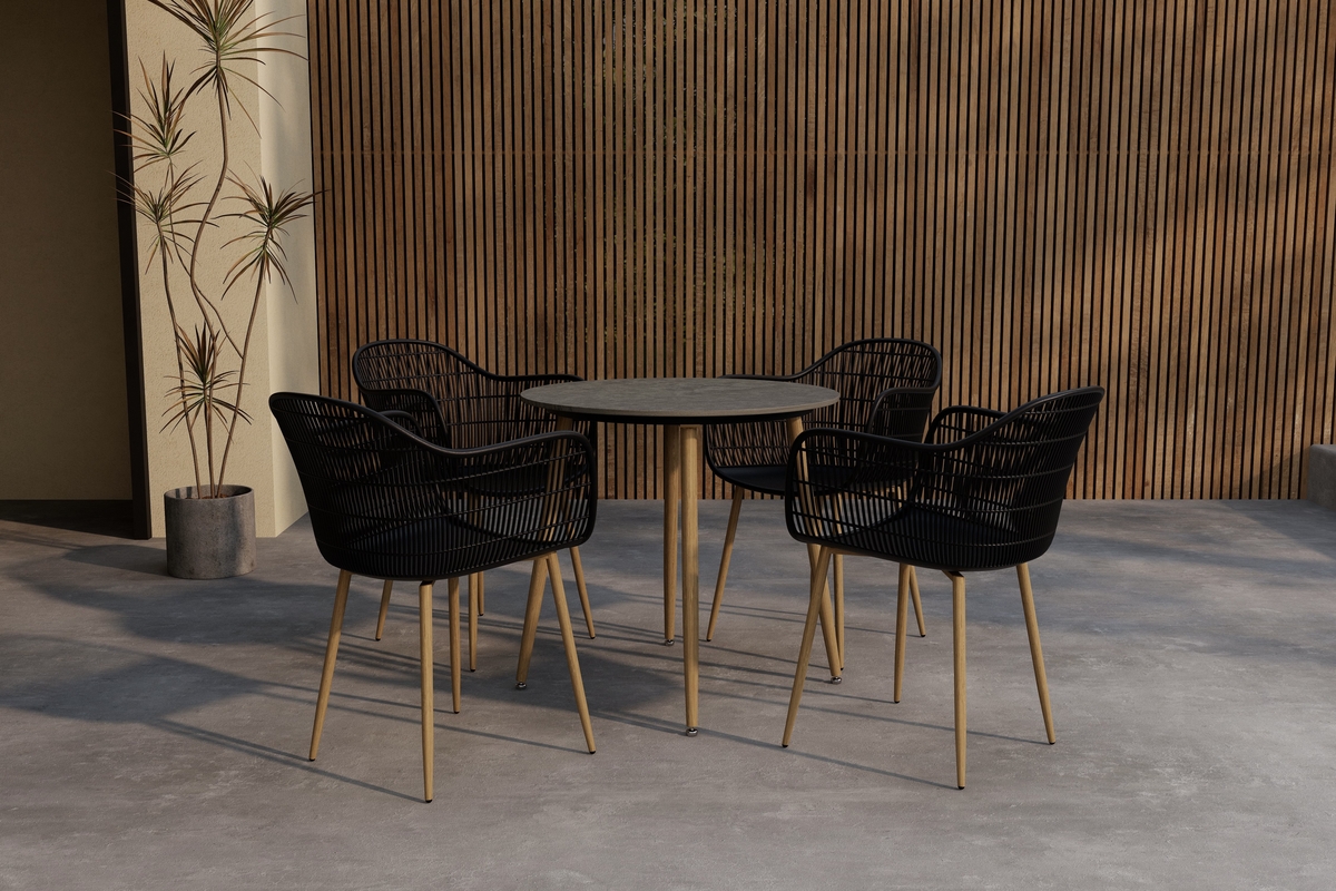 'Anafi' étkezőgarnitúra – szürke/fekete