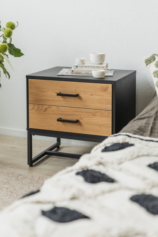 Amster éjjeliszekrény - Tölgy/Fekete