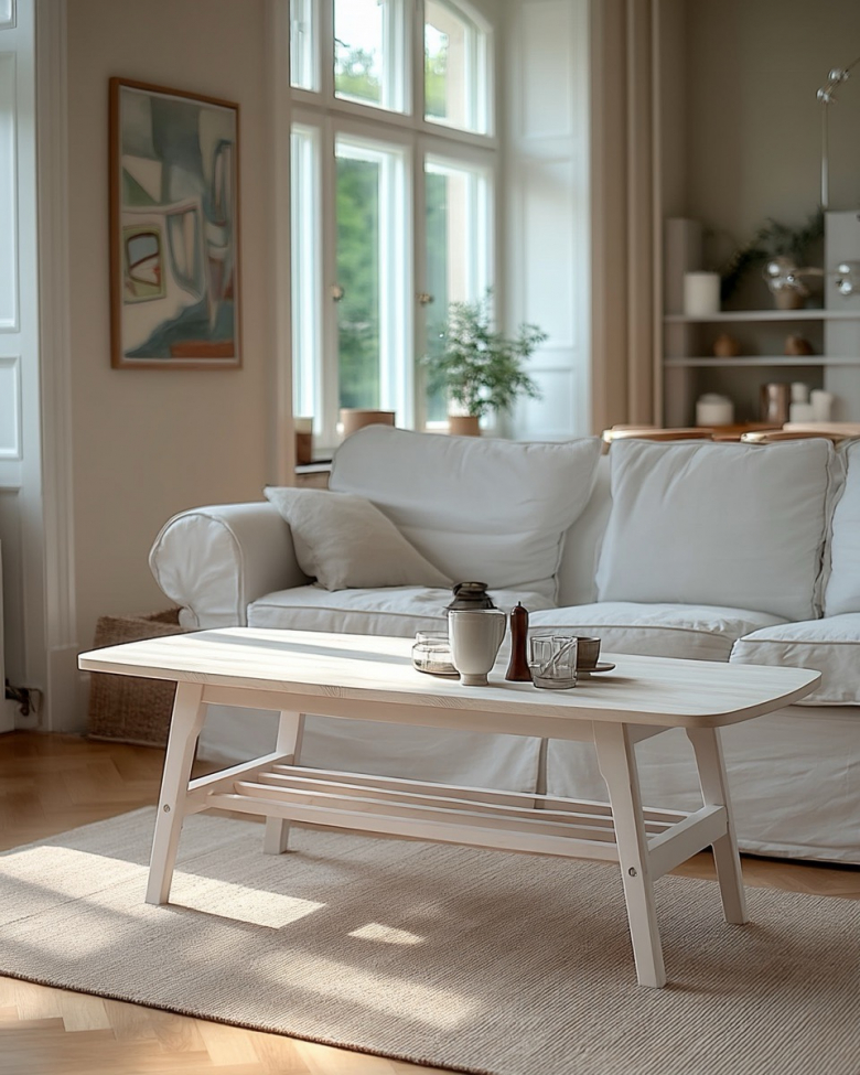 Kávézóasztal 'Créme' - Fehér pigmentált