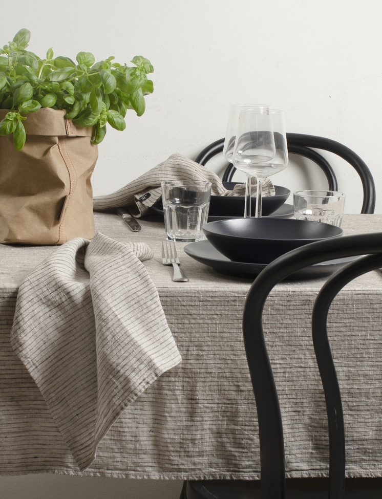 Szalvéta 'Linus' 45x45 - Természetes/Fekete