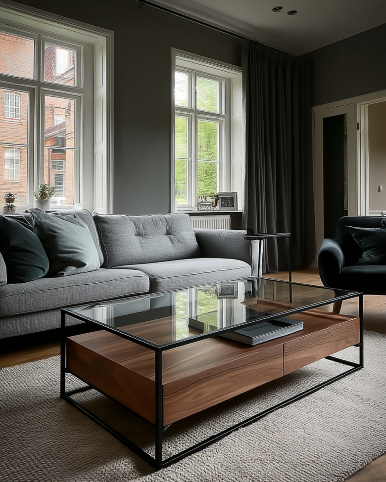 Detroit dohányzóasztal - Dió/Fekete