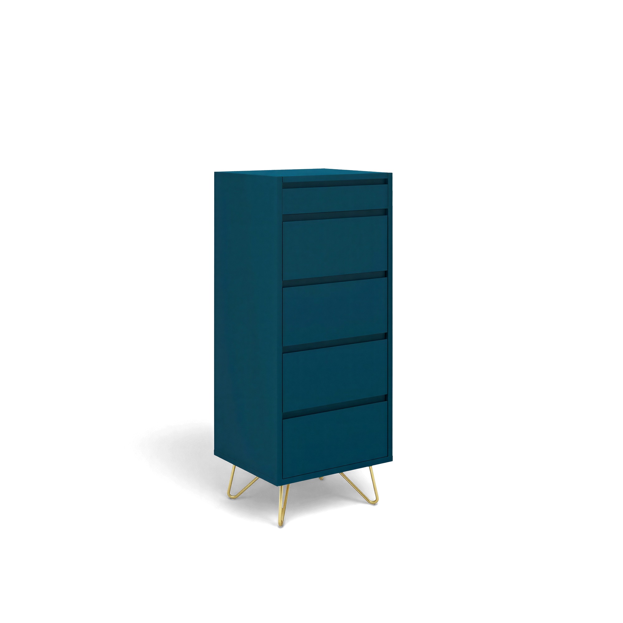 Fi&oacute;kos szekr&eacute;ny 'Elle' 45x110 - T&uuml;rkiz/Brass