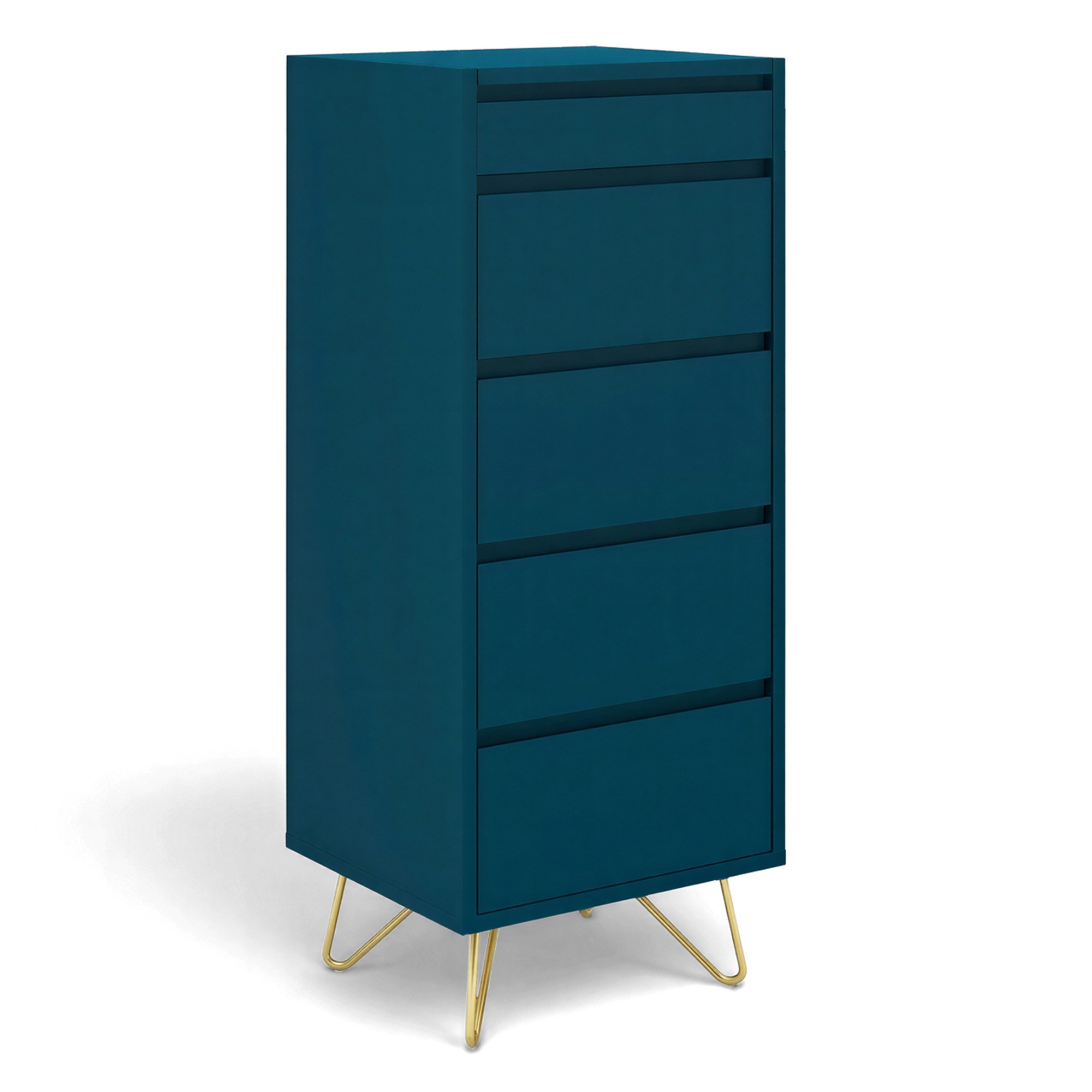 Fi&oacute;kos szekr&eacute;ny 'Elle' 45x110 - T&uuml;rkiz/Brass
