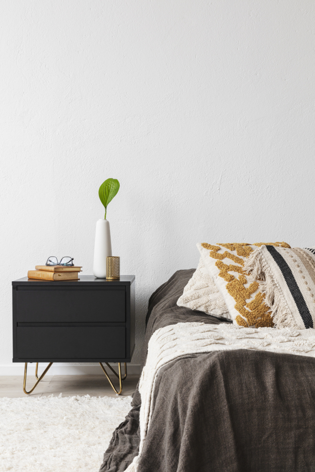 Ágyasztal 'Elle' - Fekete/Brass