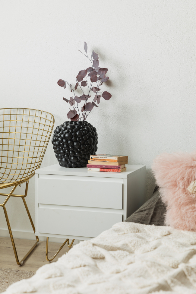 Ágyasztal 'Elle' - Fehér/Brass