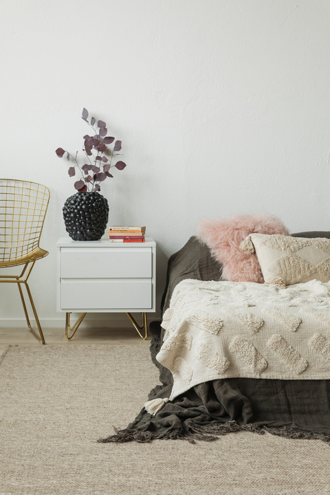 Ágyasztal 'Elle' - Fehér/Brass