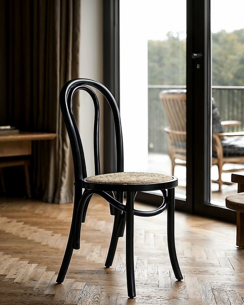 Szék 'Bistro' - Rattan/Fekete