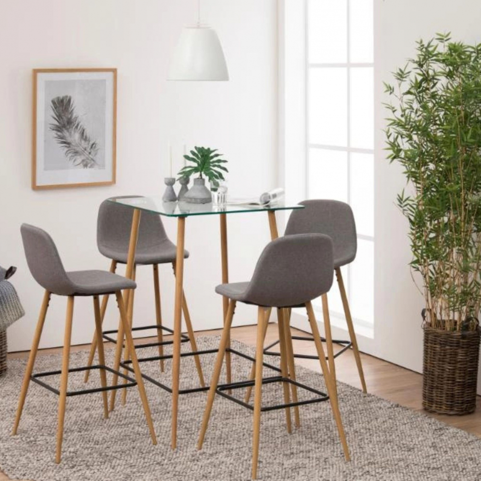 Bárszék 'Soller' - Természetes/Világosszürke