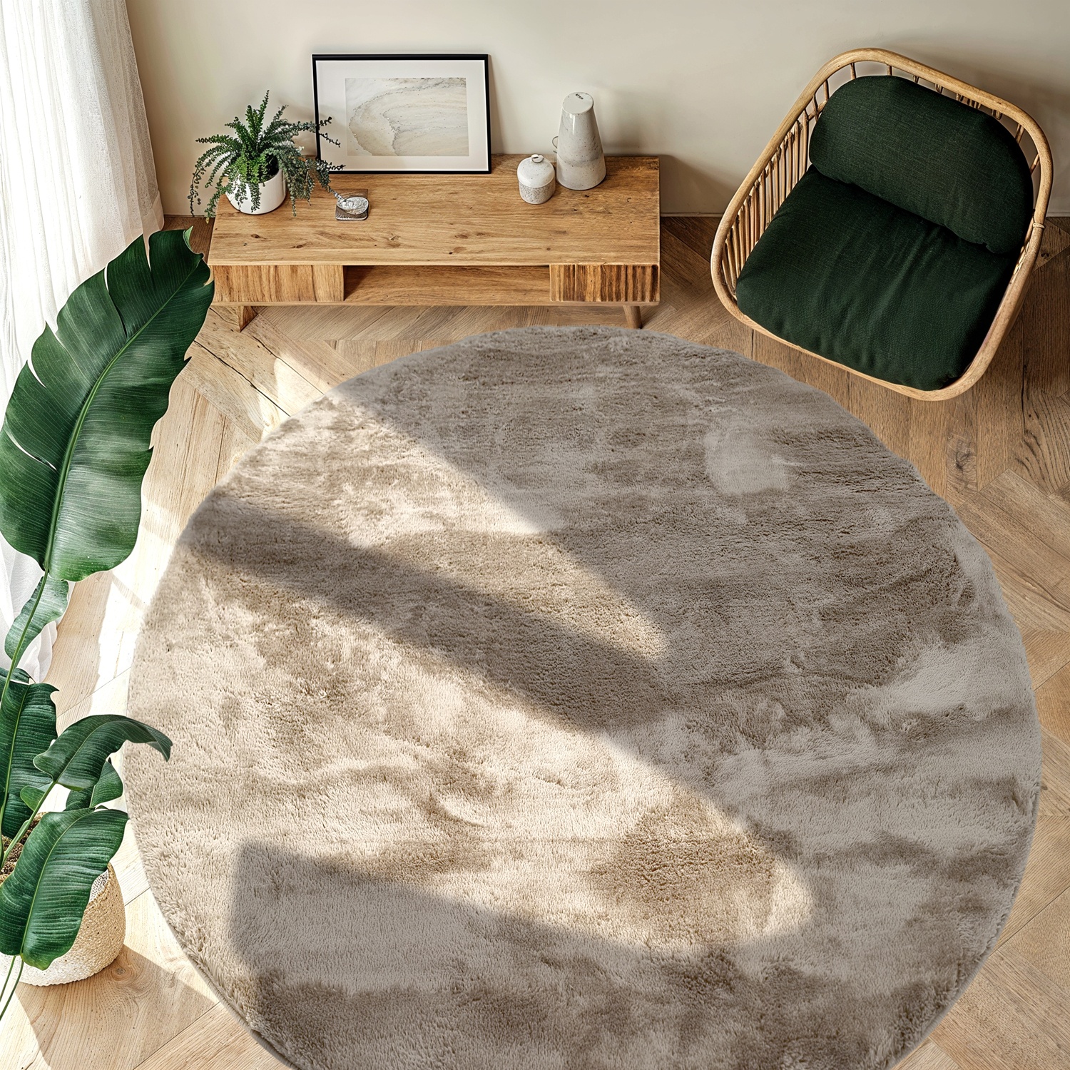 Kerek szőnyeg 'Aranga Super Soft Fur' - Zöld