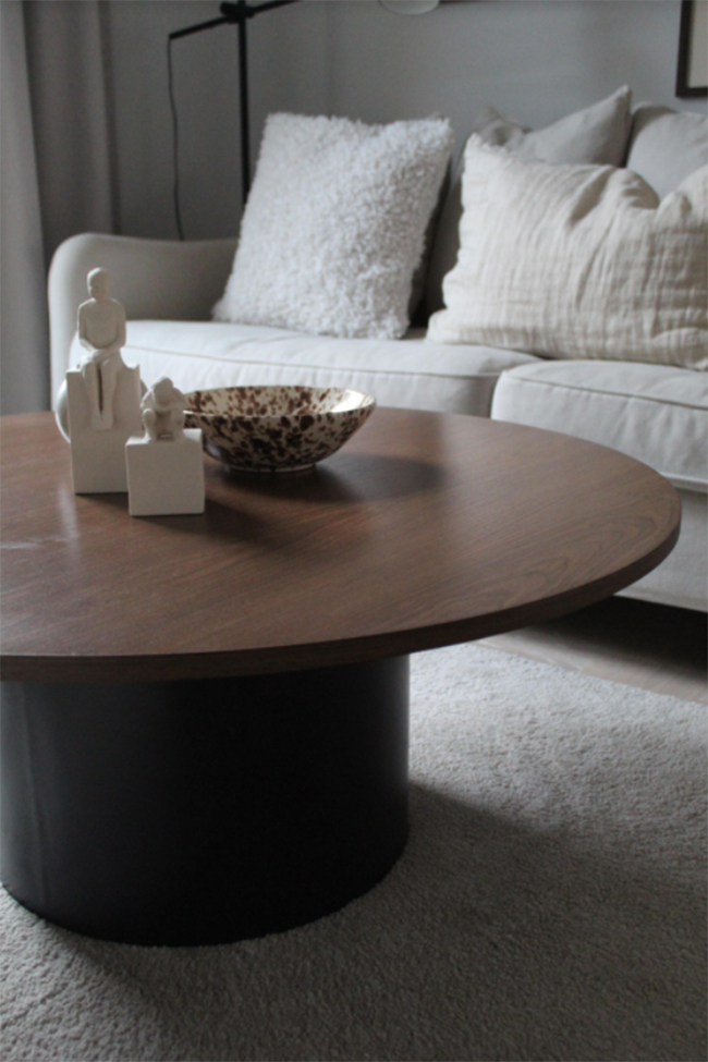 Kávézóasztal 'Rounded' Kerek 100cm - Dió