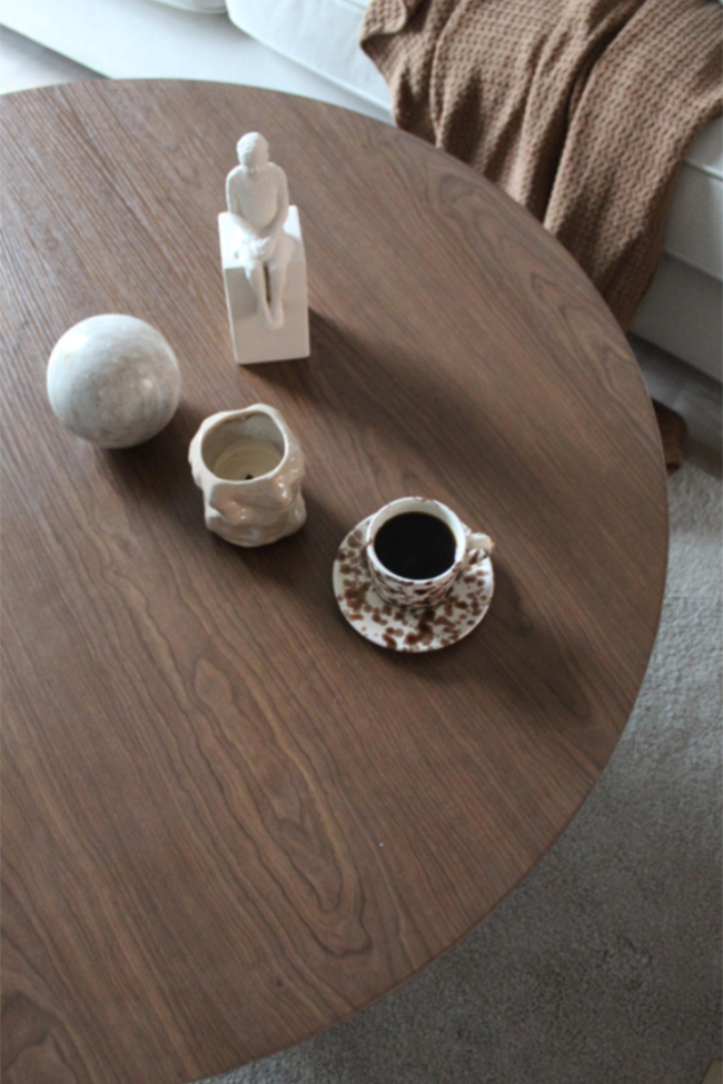 Kávézóasztal 'Rounded' Kerek 100cm - Dió