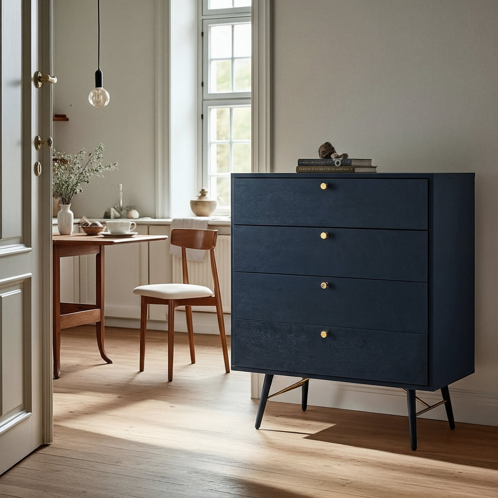 Lux fiókos szekrény - Fekete/Brass