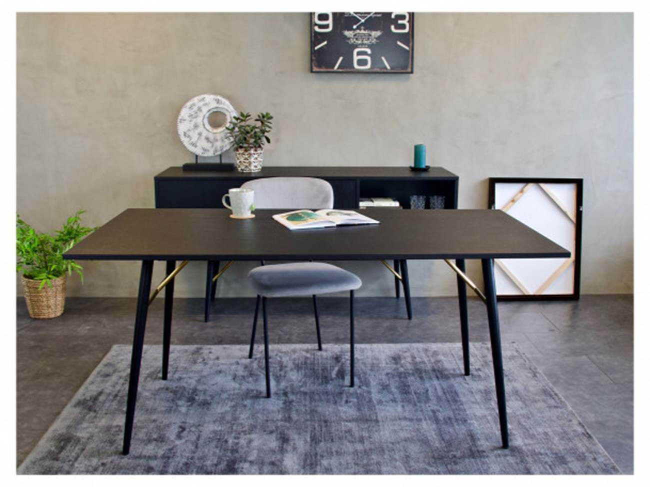 Lux étkezőasztal 160x90cm - Fekete/Brass