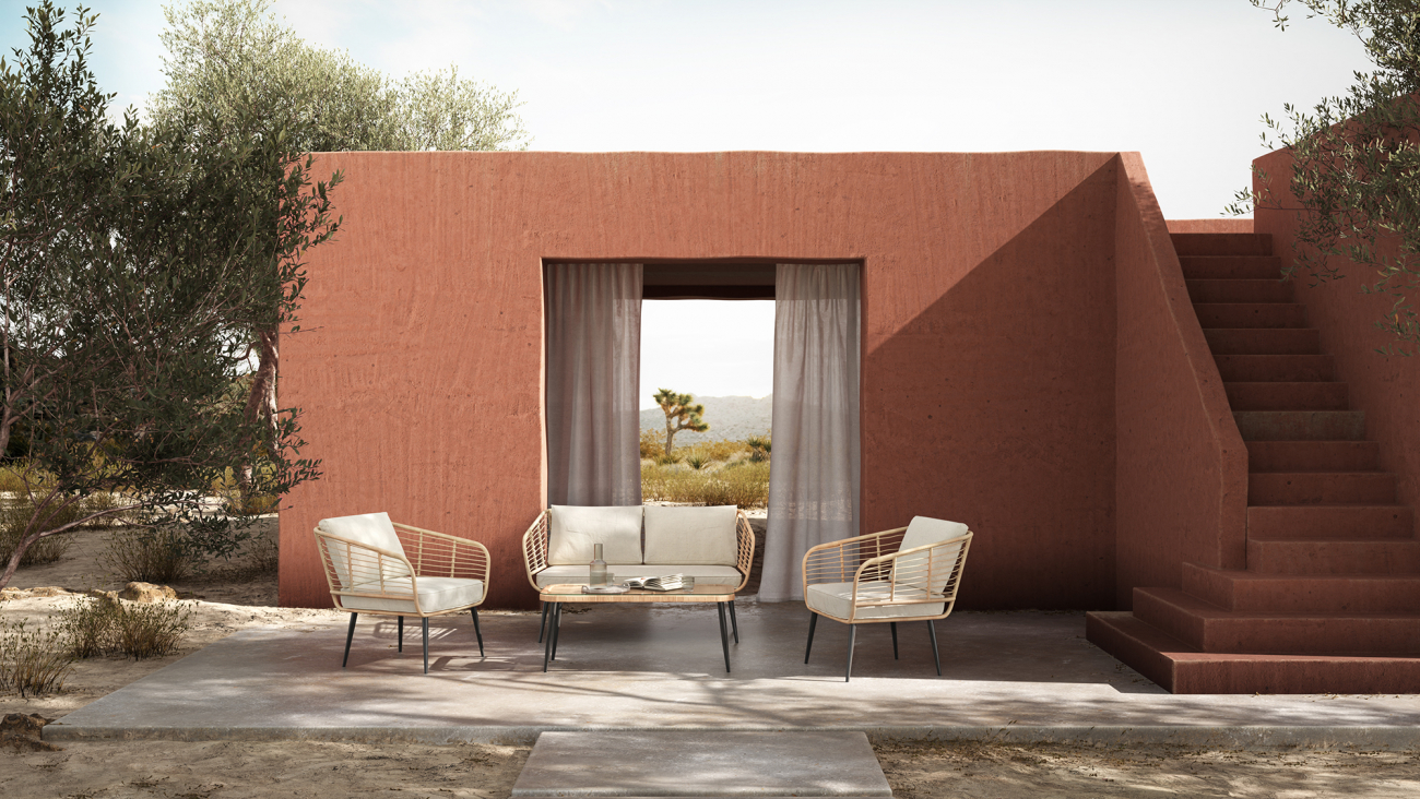 Kerti kanapé 'Sardinia' - Természetes/Bézs