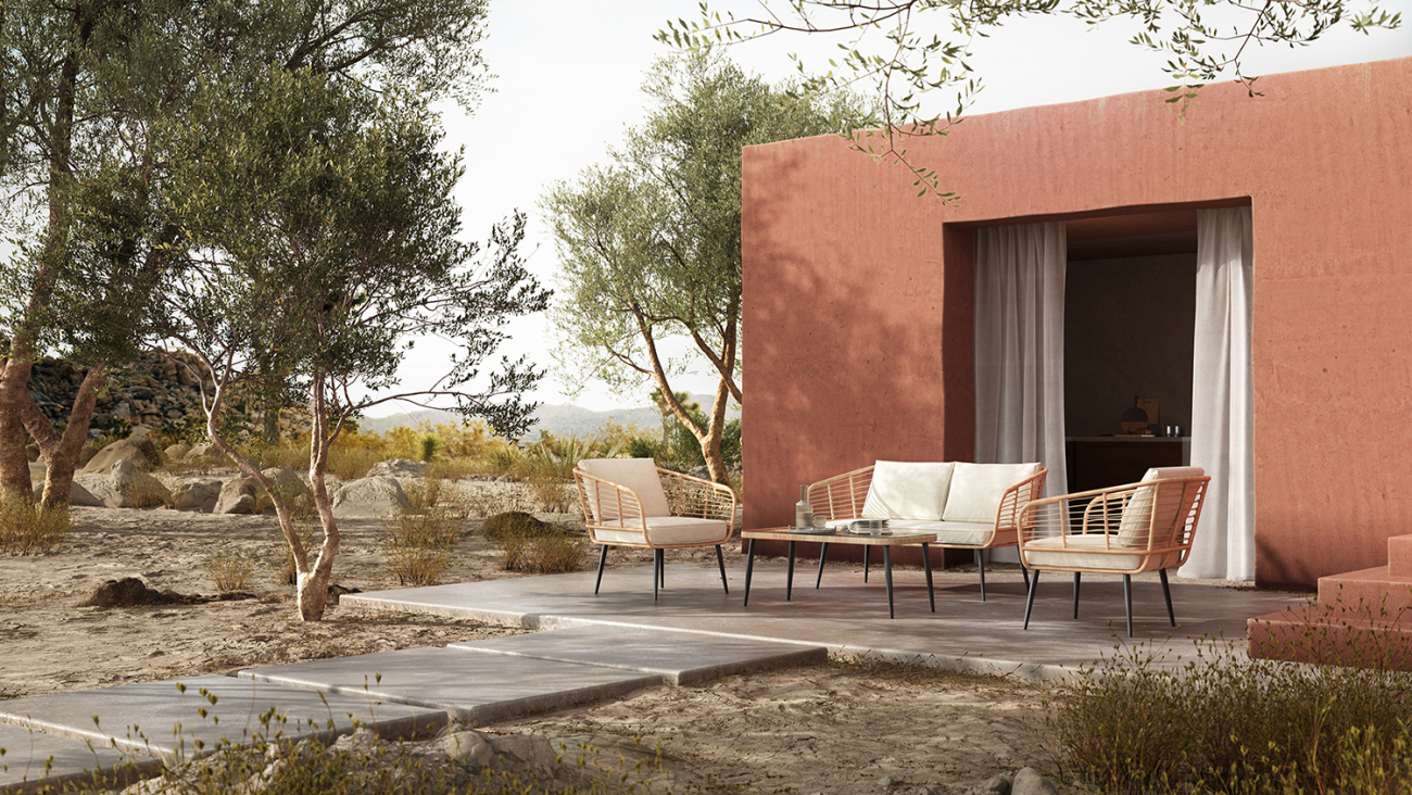 Kerti kanapé 'Sardinia' - Természetes/Bézs