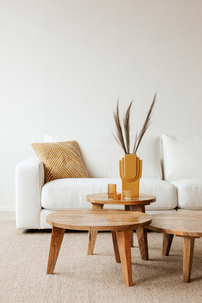 Kerek dohányzóasztal 'Vintage' 50cm - Természet