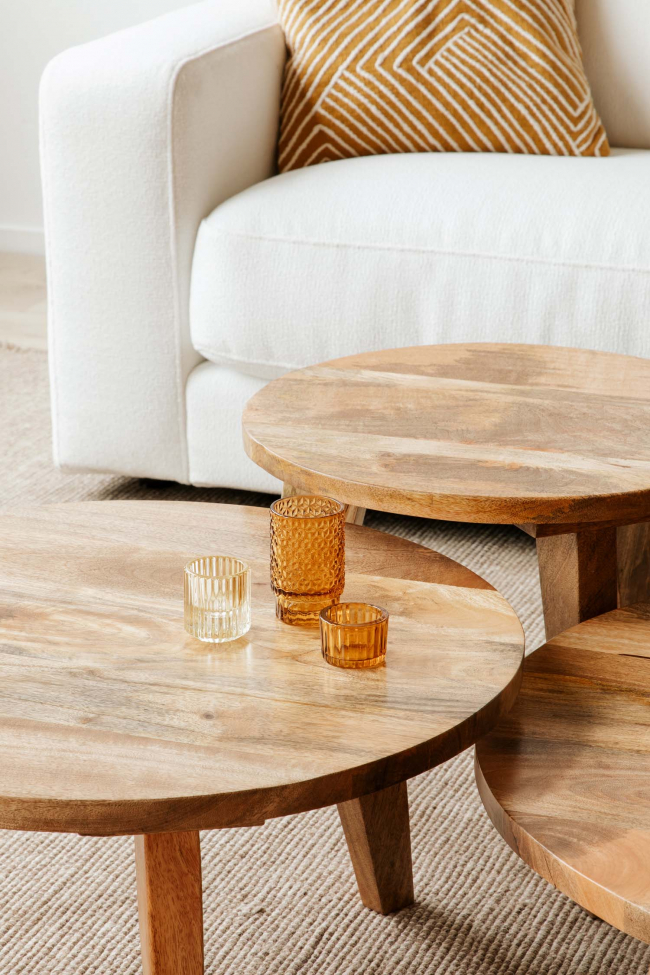 Kerek dohányzóasztal 'Vintage' 50cm - Természet