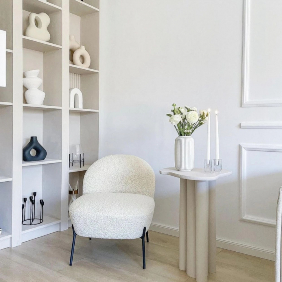 Fotel 'Gori' - Feh&eacute;r/Teddy