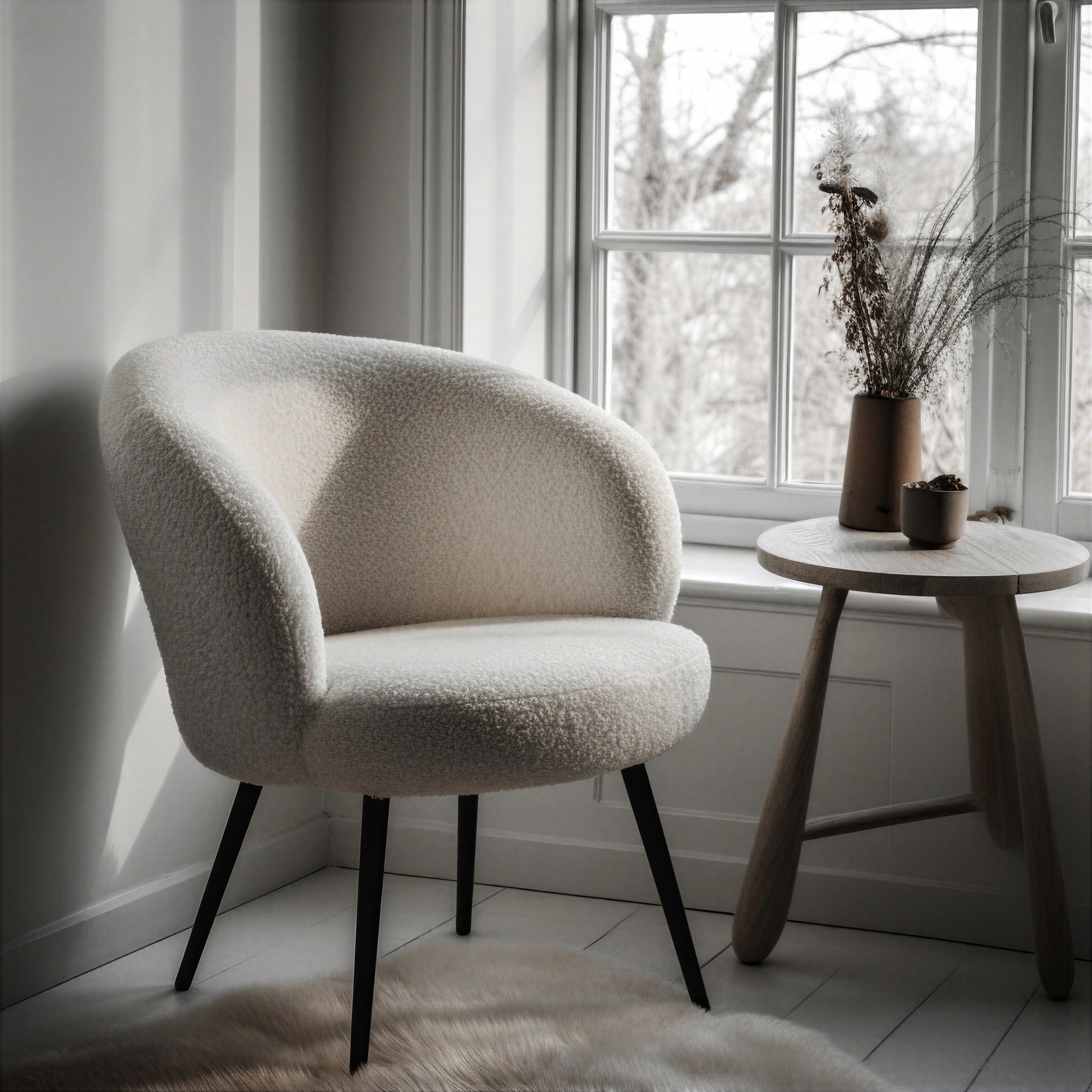Fotel 'Capri' - Feh&eacute;r/Boucl&eacute;