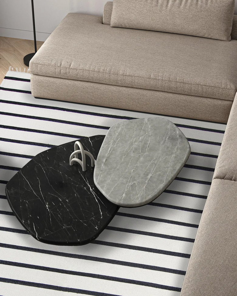 Pamut szőnyeg 'Helle' 200x290cm - Fehér/Fekete