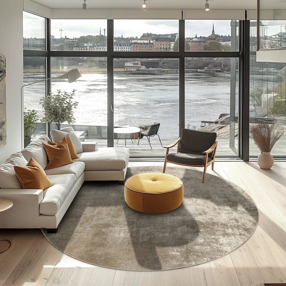 Kerek szőnyeg 'Lynton' 200cm - Barna