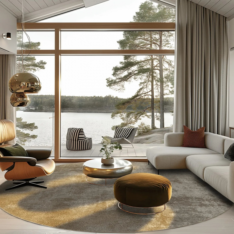 Kerek szőnyeg 'Lynton' 240cm - Barna