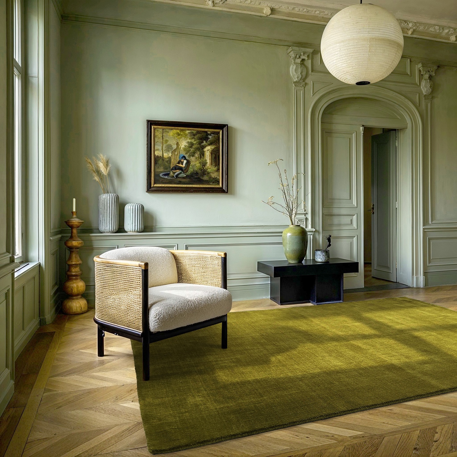 Gyapjúszőnyeg 'Rozen Handloom Wool Premium' - zöld