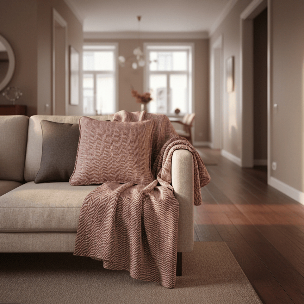 Párnahuzat 'Denisa Fishbone' 45x45cm - Piros/fehér