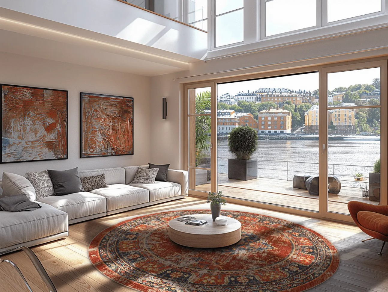 Kerek szőnyeg 'Soussi' 240cm - Piros/Multi