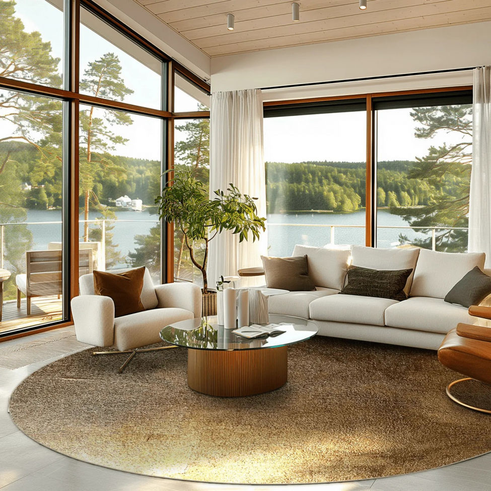 Kerek szőnyeg 'Oristano' 200cm - Barna