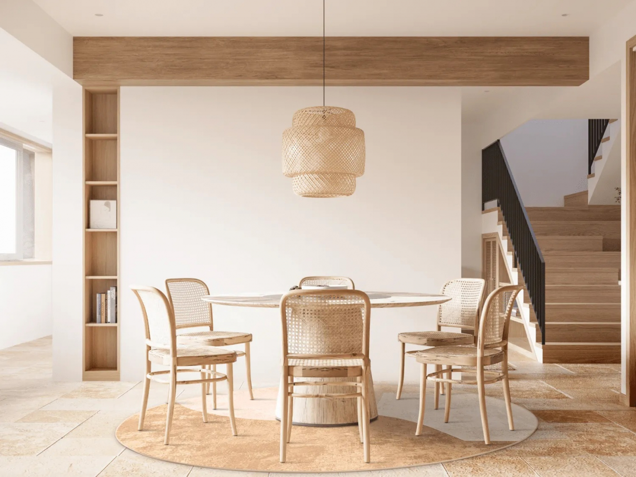 Kerek szőnyeg 'Lazio' 290cm - Bézs/Rózsaszín