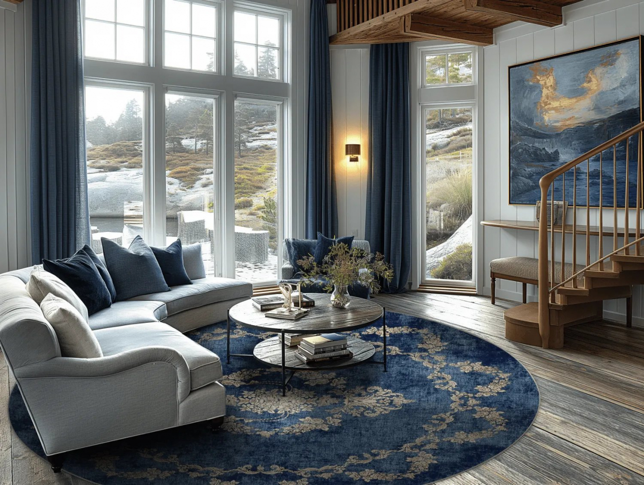 Kerek szőnyeg 'Taknis' 200cm - Kék