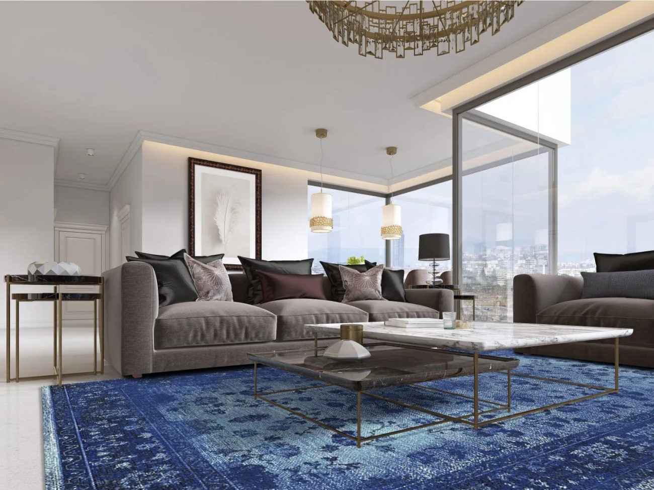 Wilton szőnyeg 'Gombalia' 160x230cm - Kék