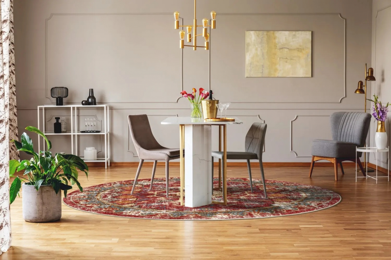 Kerek szőnyeg 'Idri' 120cm - Piros/Többszínű