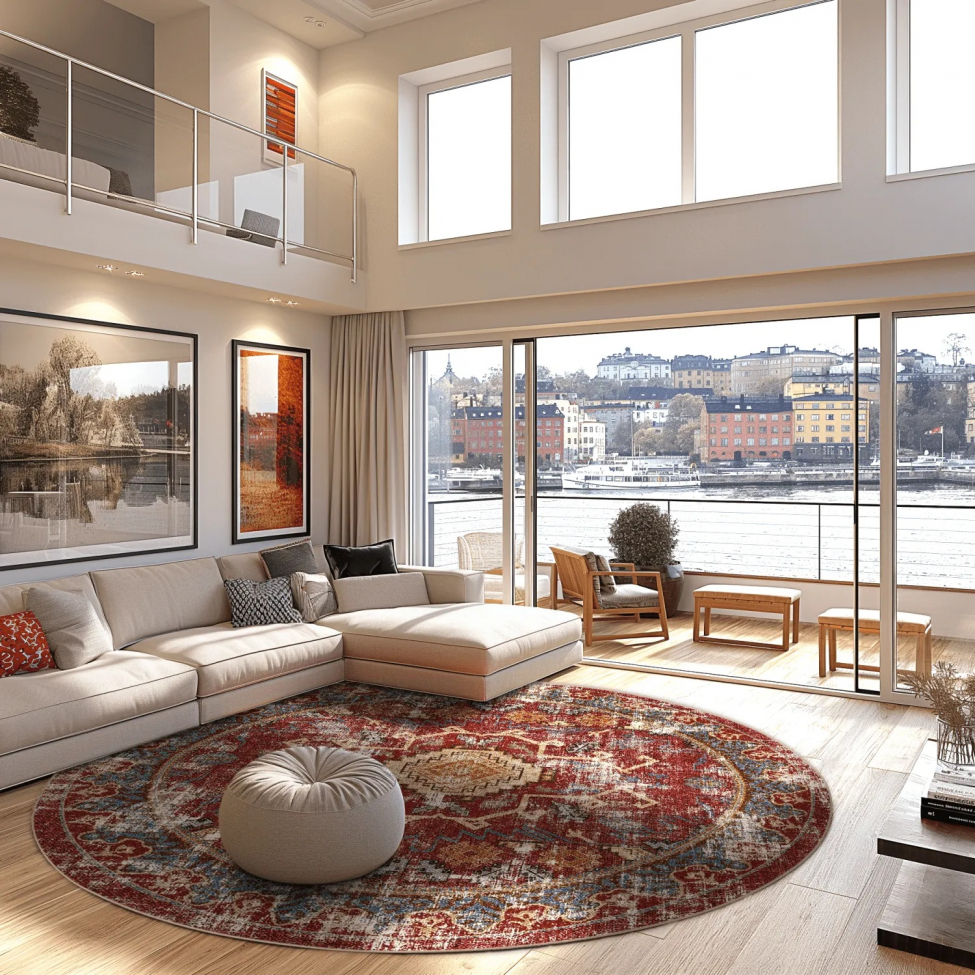 Kerek szőnyeg 'Idri' 200cm - Piros/Többszínű