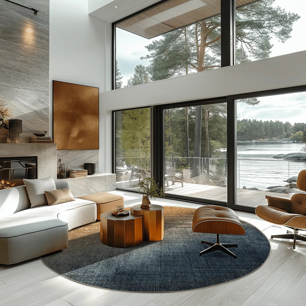 Kerek szőnyeg 'Librilla' 240cm - Barna/Kék