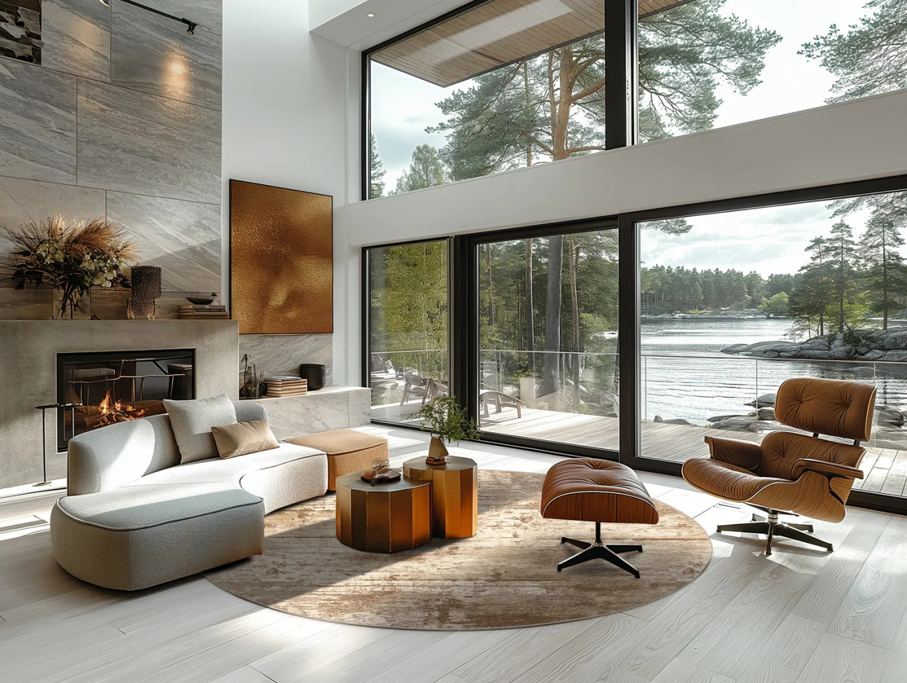 Kerek szőnyeg 'Kebira' 200cm - Bézs