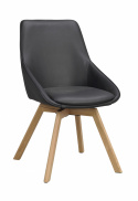 Alison bőr szék - Fekete/ tölgy