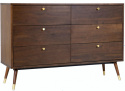 Prime komód 6 fiókkal - Dió/Brassó