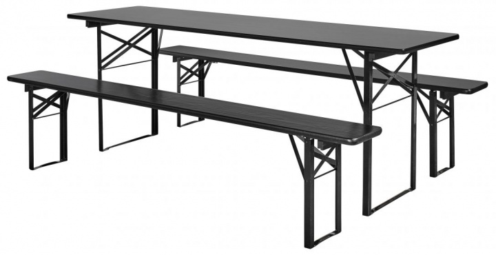 Asztal és padok \'Garden\' 220x60cm - Fekete a csoportban Bútorok / Kerti bútorok / Kültéri csoportok nál Reforma (27220)
